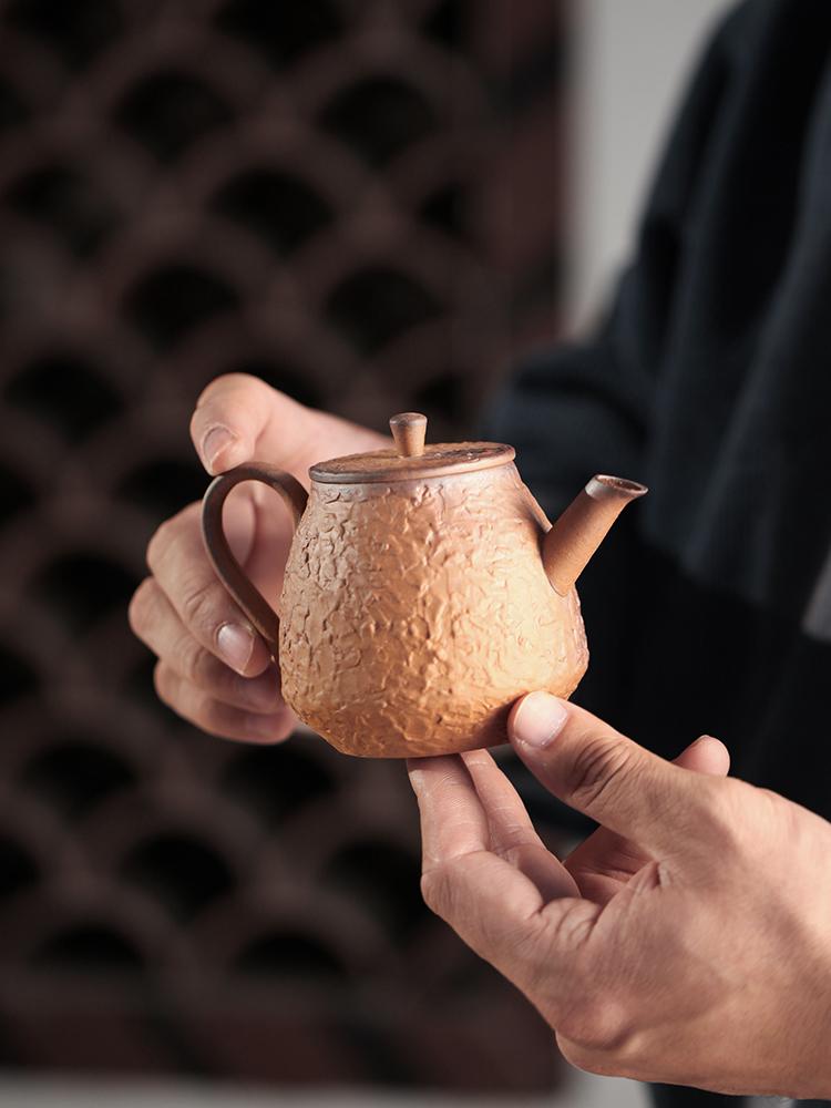 Raw Ore Rough Pottery Tea Pot, Handmade Tea Set, Single Pot,  Small Tea Pot 190ml