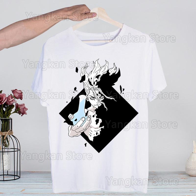 

Аниме Доктор Стоун Мужская футболка Летняя с коротким рукавом Принт Жевательная резинка Забавная Футболка Харадзюку Топы Мужская футболка Уличная одежда 2XL