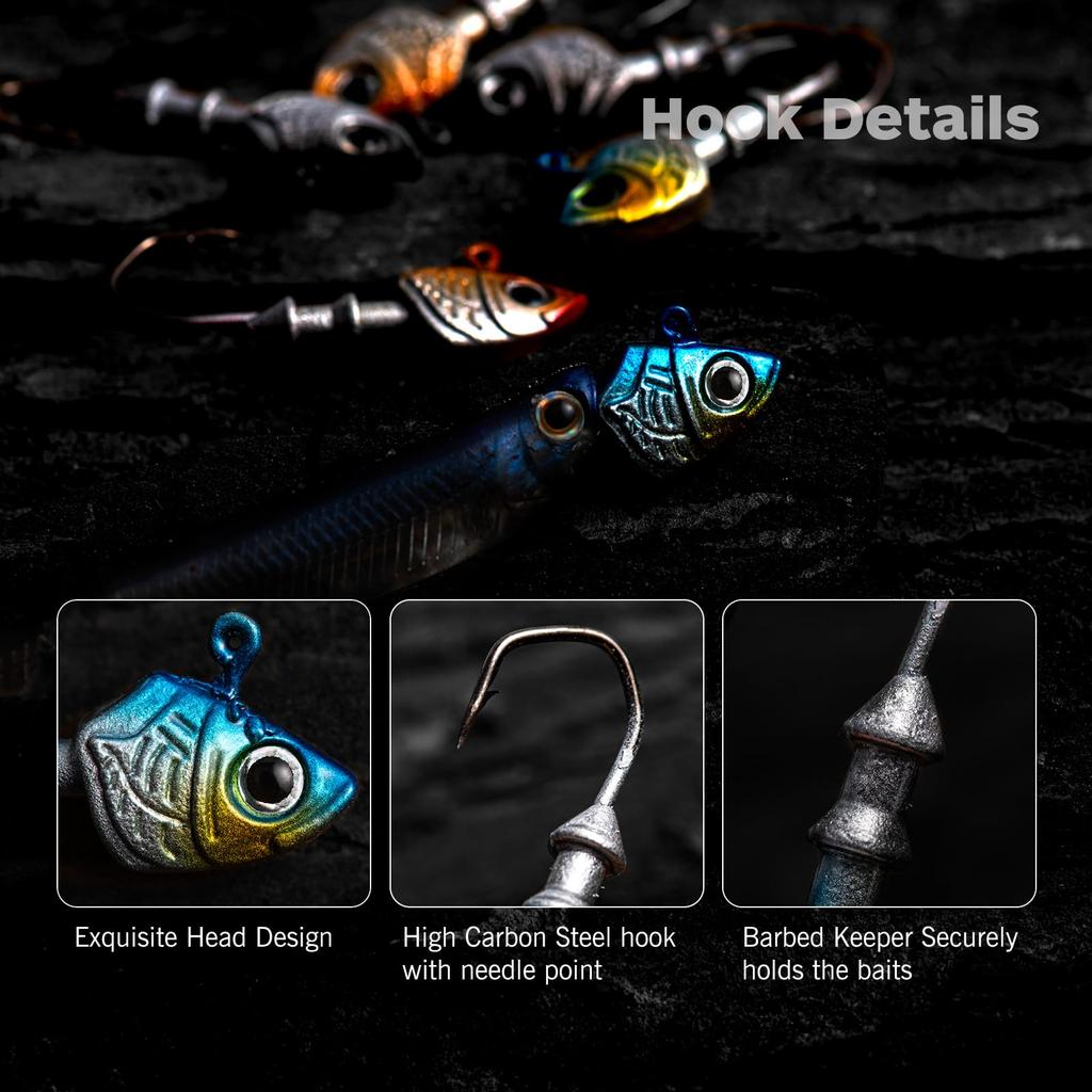 Goture Jig Head Lot de 25 têtes plombées 5 couleurs, têtes plombées Ajing Honey Shrimp Head, leurres de pêche en mer pour sébaste 7/10/14/21/28/32 g [Rangement inclus]