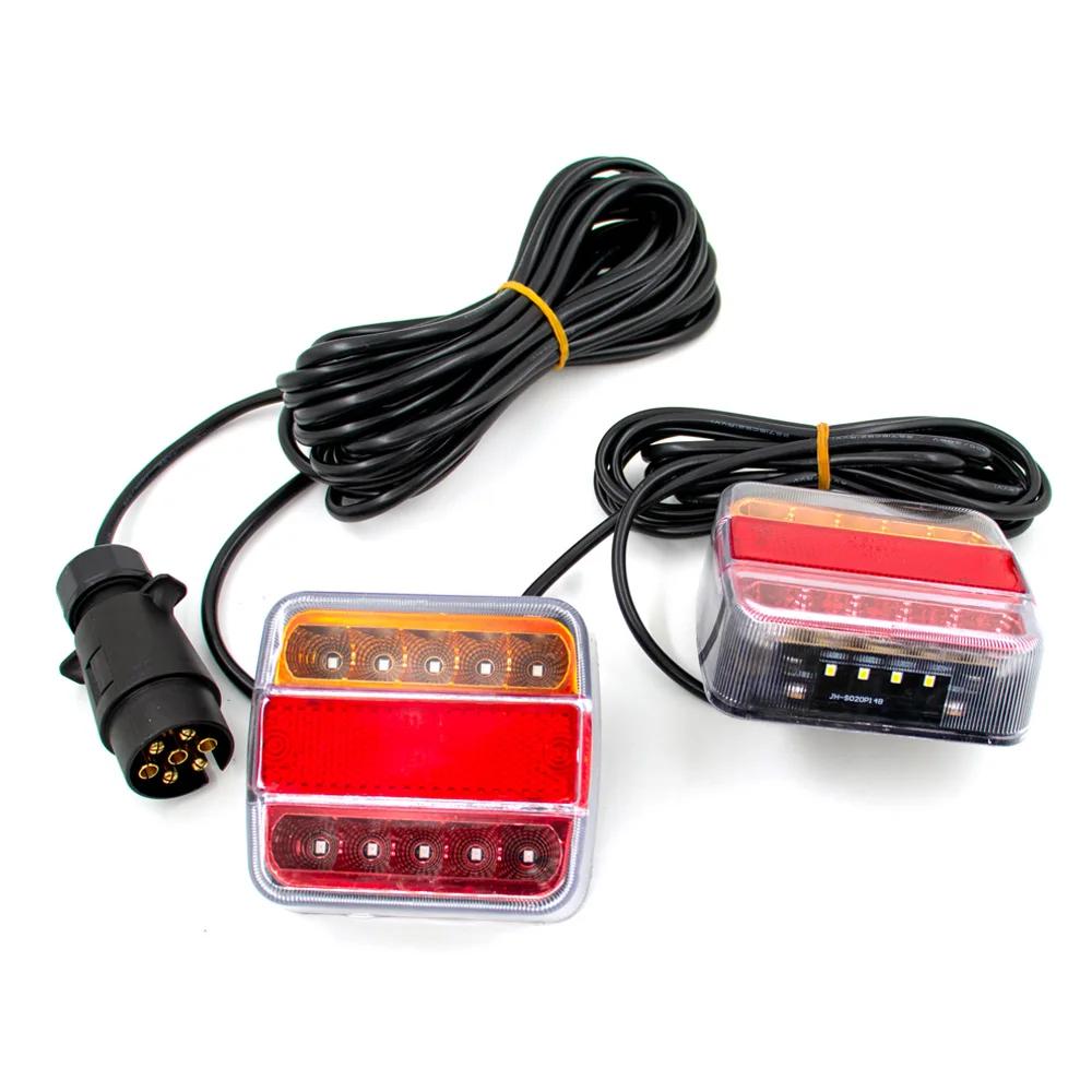 1Set 12V EN 7Pin 10m Universal Rear Towing Tail Light LED Trailer License Number Plate Reflector Turn Signal Light Brake Lamp