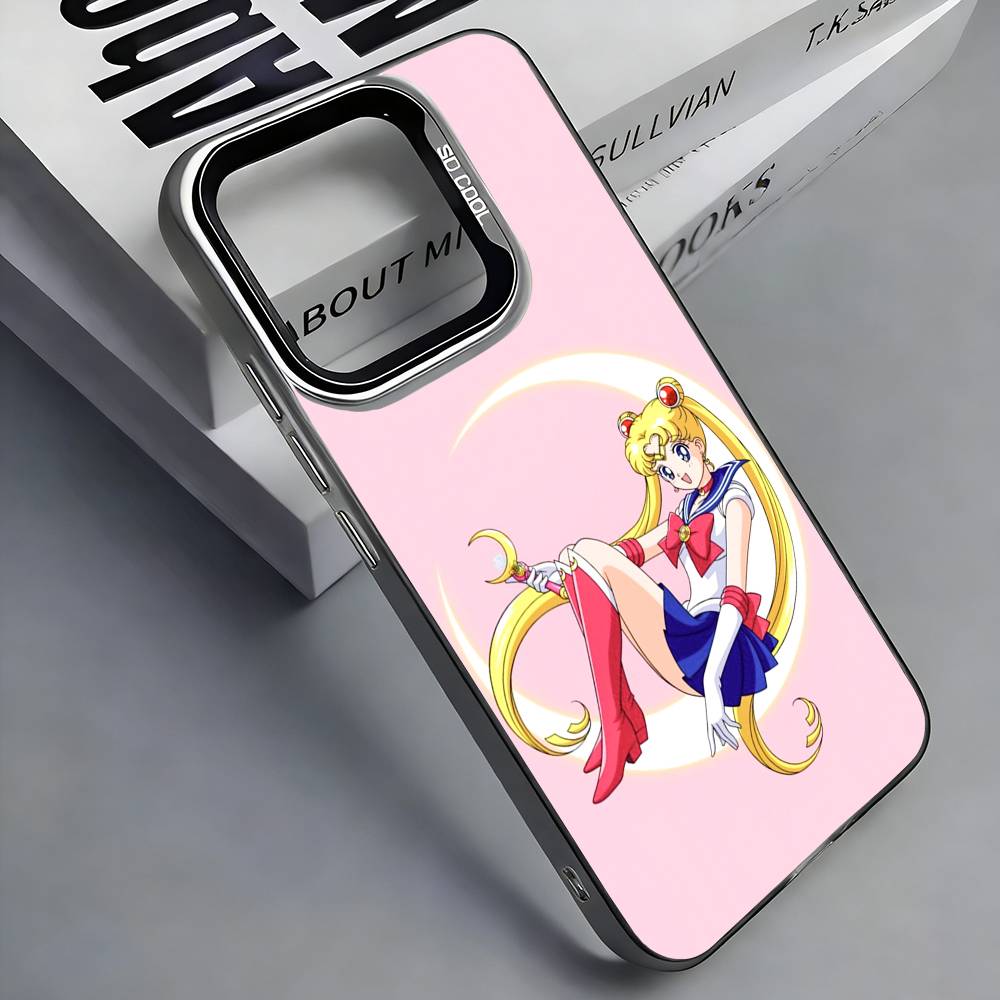 Coque de téléphone colorée Argentée au dos S-Sailor M-Moons Pour IPhone 17 16 15 14 13 12 11 Plus Pro Max Plus