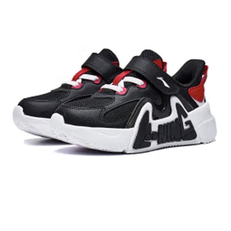 Li Ning Kids Shock Absorbing Wear Resistant Low Top Running Shoes Kids Running Shoes Black YKNT084-1