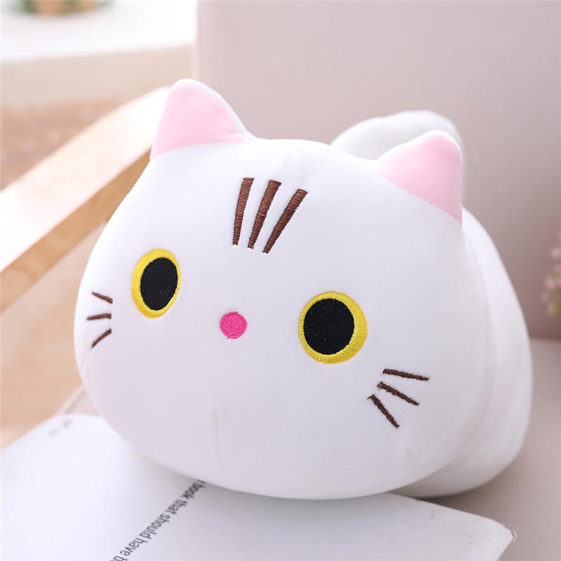 

Cartoon Cat Cylindrical Strip Pillow Office Cushion Plush Toy Sleeping Doll Gift 25cm белый