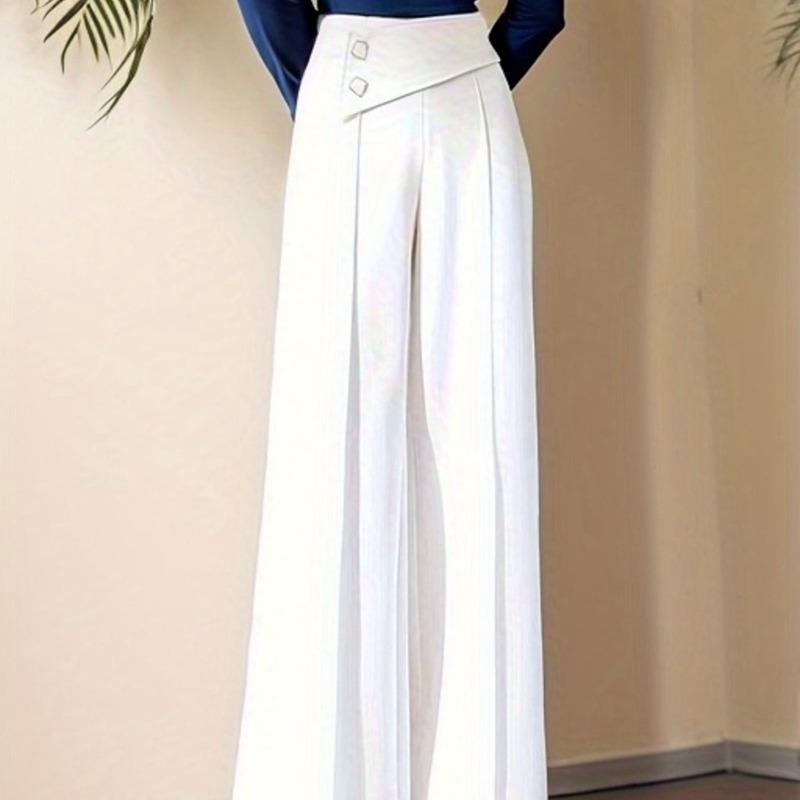 Spring and Autumn Fashion Solid Color Draped High Waist Casual Pants Women Long Pants Wide Leg Pants