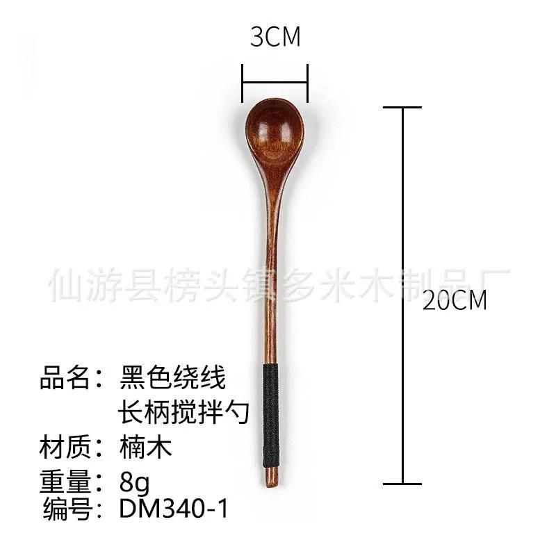 1pcs Long Handle Coffee Spoon Natural Creative Solid Wood Tableware Stir Stick Milk Tea Honey Wooden Kitchen Tools