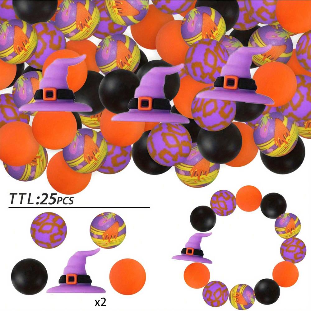 25PCS Multi-Size Halloween-Themed Silicone Beads Set, Perfect for DIY Craft Projects Like Keychains, Necklaces, Bracelets & More