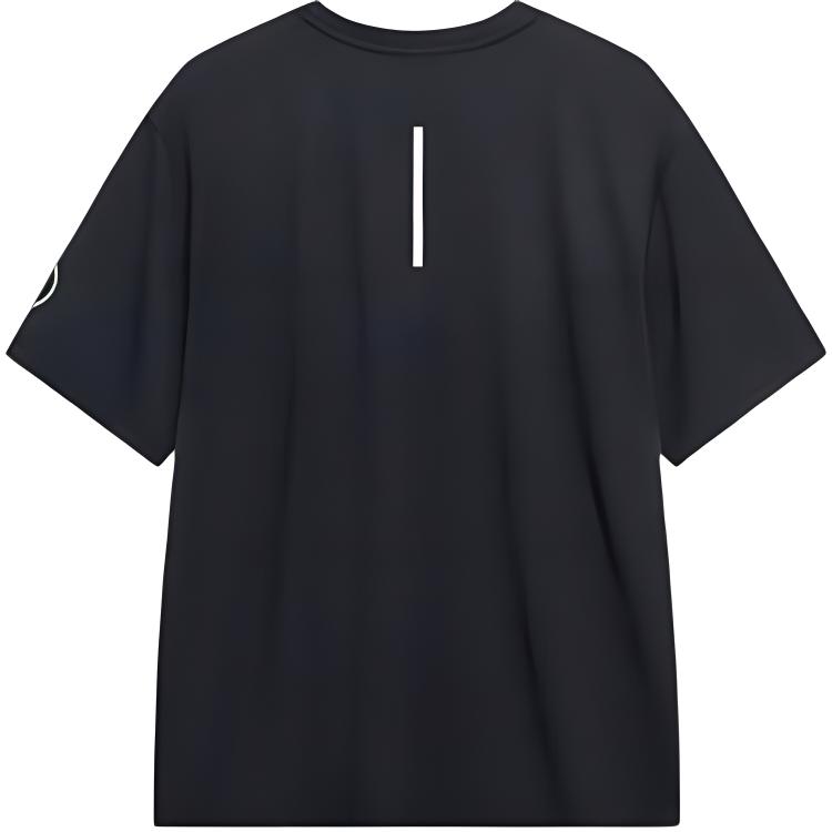 Li Ning Logo Round Neck Straight Fit Pullover Short Sleeve T-Shirt Men T-Shirt Black ATST017-1