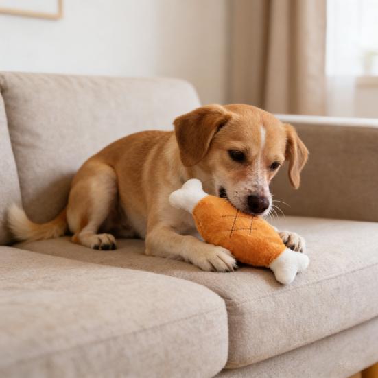 Plüsch Hähnchenschenkel Hundespielzeug Bein Plüschtier Universell Quietschendes Küken Welpe Katze Zahnungs-Interaktives Kauspielzeug