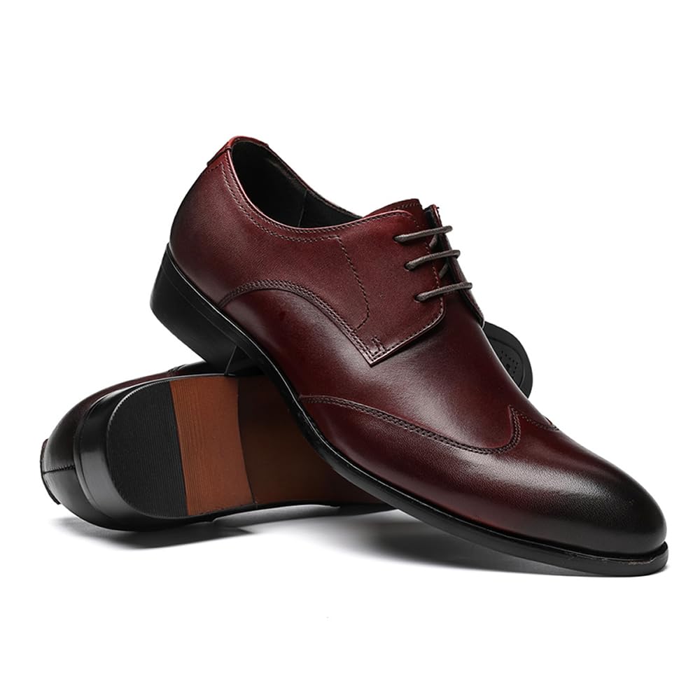 Pánské boty Business Outer Straight Wing z pravé kůže [ASTONMJAZZ], Pánské boty, Wings, Špička, Špička, Pánské kožené, boty, Černá/Vínově červená/Hnědá (Vínově červené,