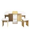 Dining Table Set, (with Dining Table, 4 Chairs), Foldable, 120*80*75cm, Multifunctional Extendable Dining Table, Dining Chairs, White + Oak