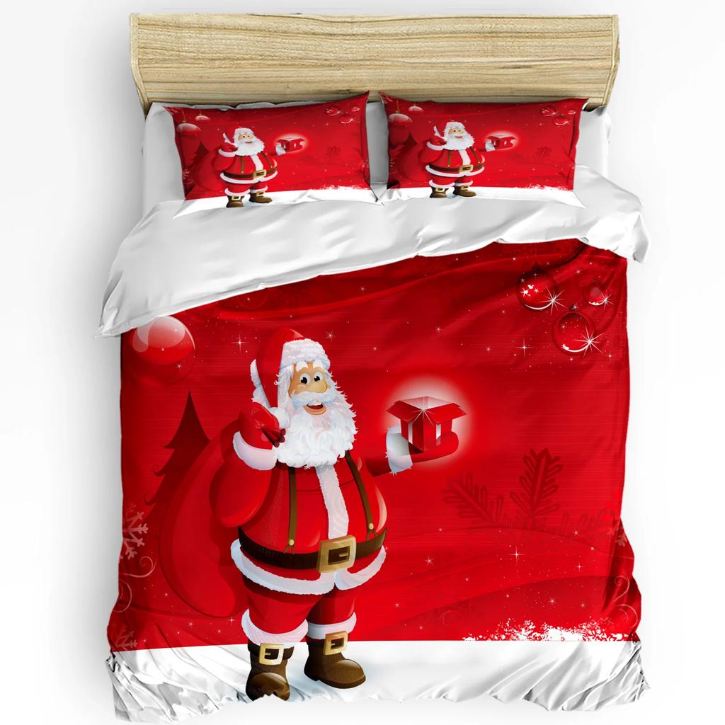 Christmas Santa Snowman Snowflake Duvet Cover Bed Bedding Set Home Textile Quilt Cover Pillowcases Bedroom Bedding Set No Sheet