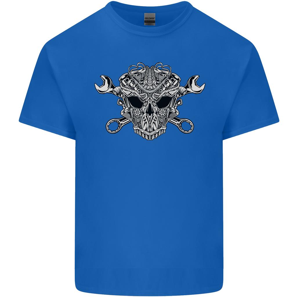 Engine Skull Mechanic Car Biker Motorbike Unisexs Light Cotton TShirt