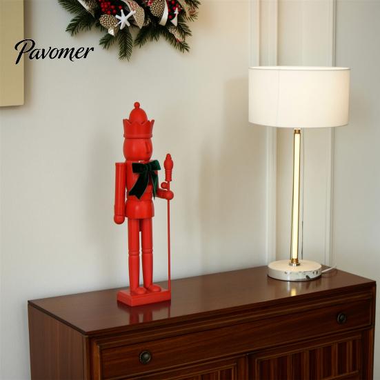 Christmas Holiday Tabletop Decorations Nutcracker Ornaments, Wooden Neutral Figures with Velvet Bow, DIY Decorative Soldier Statues Ornament