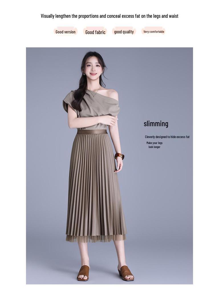 Stylish Double-Sided High-Waisted Pleated Skirt - Spring/Summer 2026 Collection