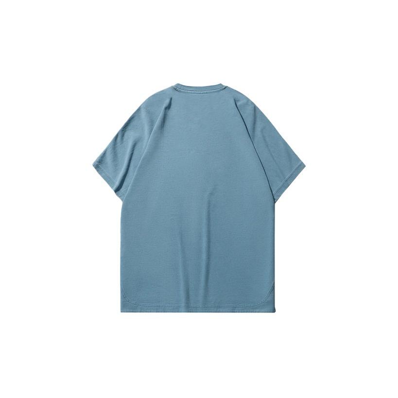 Li Ning Sports Fashion Series Logo Print Loose Knit Short Sleeve T-Shirt Men Tops Denim-Blue AHSR397-1