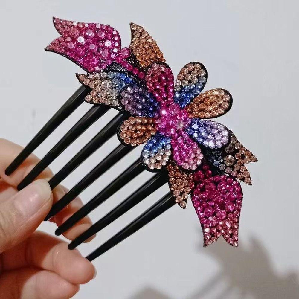 

Holder Rhinestone For Girls Zircon Korean Barrettes Mom Hair Clips Women Hair Comb Crystal Hairpins