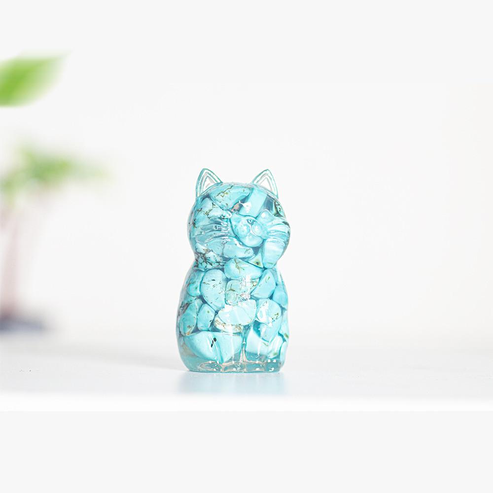 Resin Crystal Cat Figurine With Handmade Resin Art For Home Decor And Gift Giving