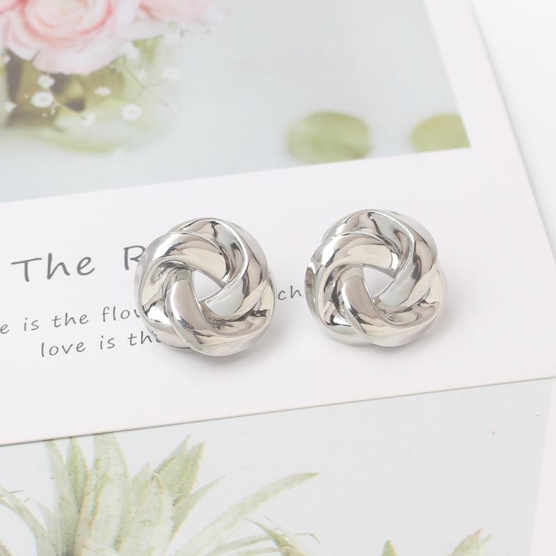 Przesadna geometria Nieregularne metalowe wiszące kolczyki Spiralny skręcony węzeł Okrągłe gładkie Brincos Cyrkonia