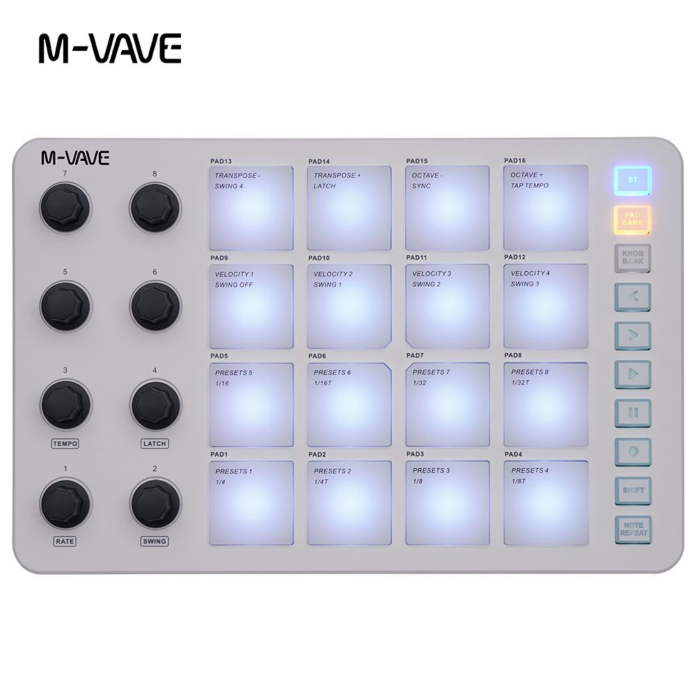 M-VAVE SMC-PAD Wireless MIDI Controllers Suitable Percussion Keyboard USB-C Interface Portable Design Small MIDI Pad