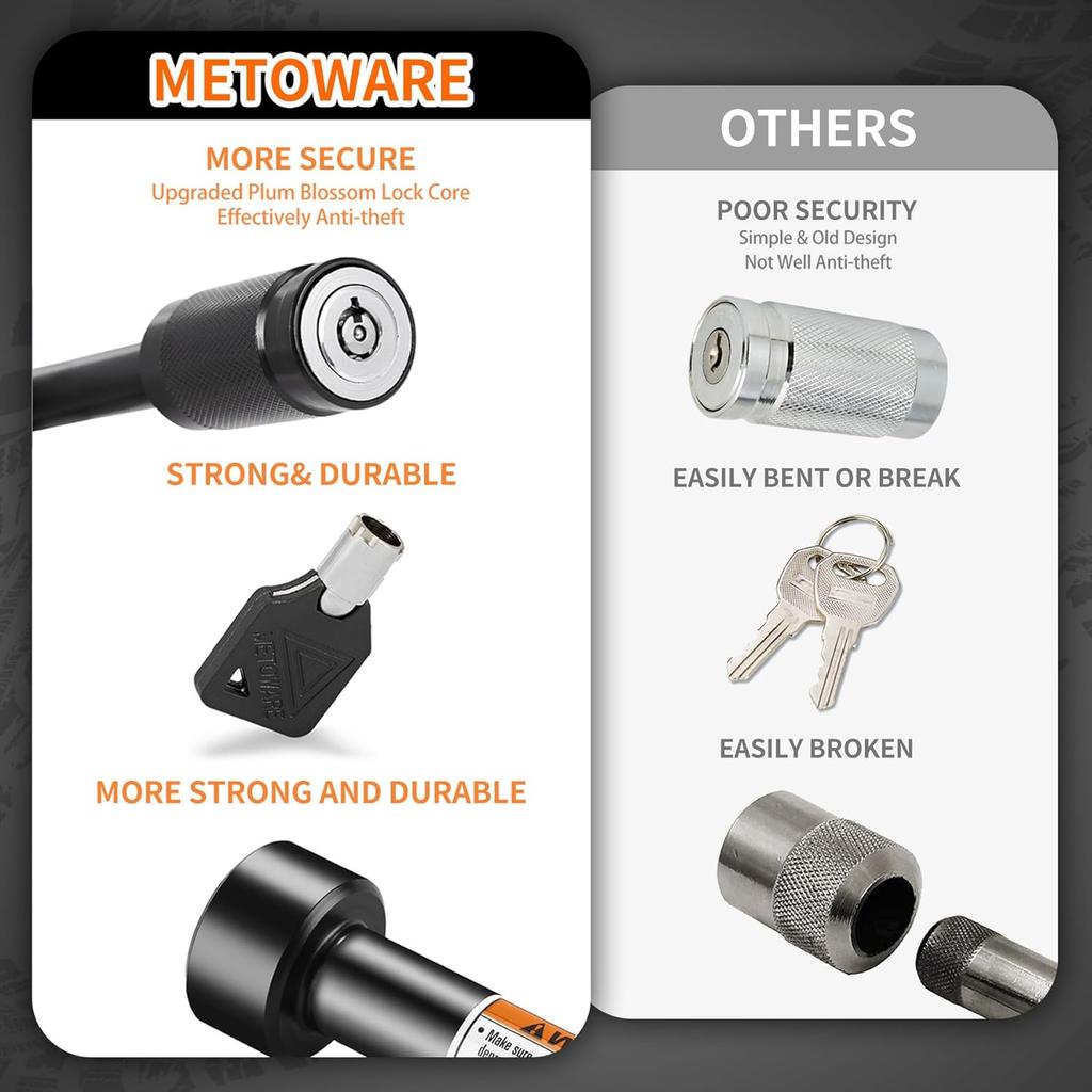 METOWARE Trailer Hitch Lock Hitch Receiver Pin Lock Fits Class III IV V and 2”- 3-1/2" Receiver with 5/8" Dia 4” Lock Pin and 8 Anti-Rattle