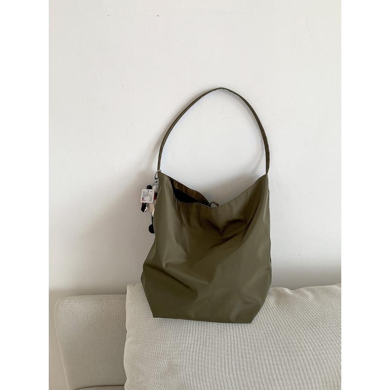 

Логотип наплечная сумка большая вместимость повседневная, черная нейлоновая сумка однотонная простая универсальная сумка-тоут для поездок на работу зелёный