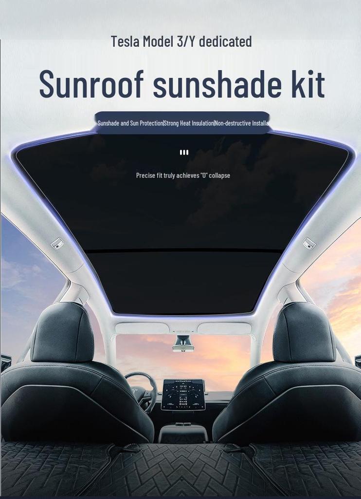 Tesla Model 3/Y Sunroof Sunshade: Heat Insulation & Sun Protection Roof Cover