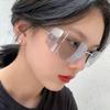 Fashion Curve Shape Rimless Sunglasses Women UV Protection Stylish Sun Glasses for Outdoor Travelling Men