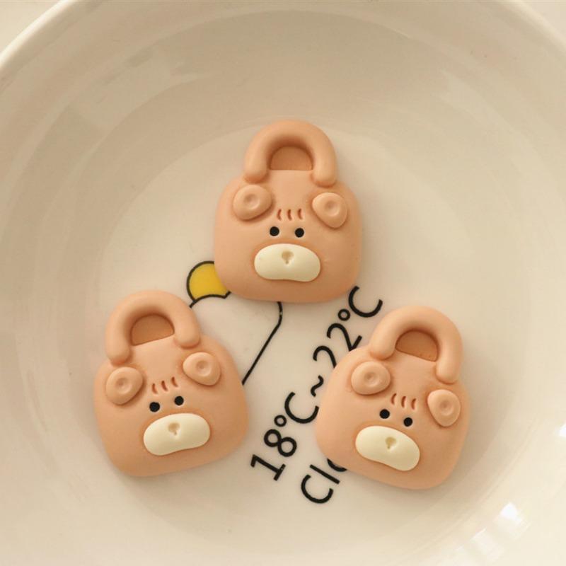 Milk Tea Color Bear Biscuits DIY Resin Handmade Jewelry Accessories Cream Glue Hairpin Brooch