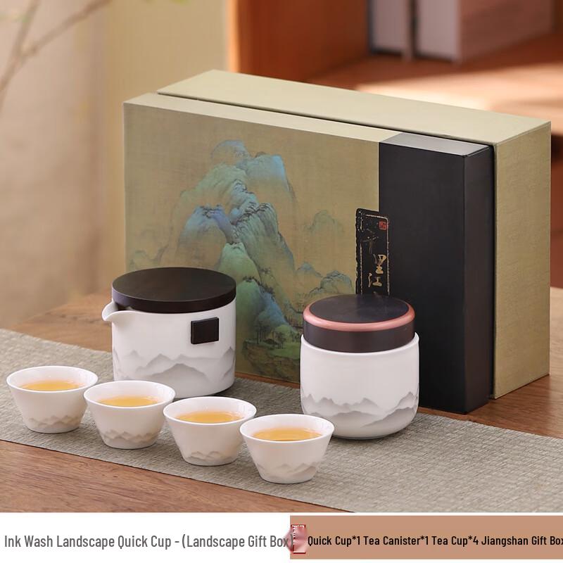 JANLA Portable White Porcelain Travel Tea Set