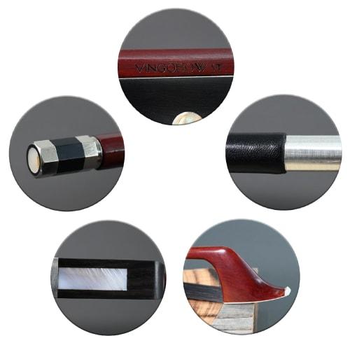 Black Horse Hair 4/4 Size Double Bass Bow French Model Wild Tone VINGOBOW 300BFB 72.5cm Brazilwood Stick