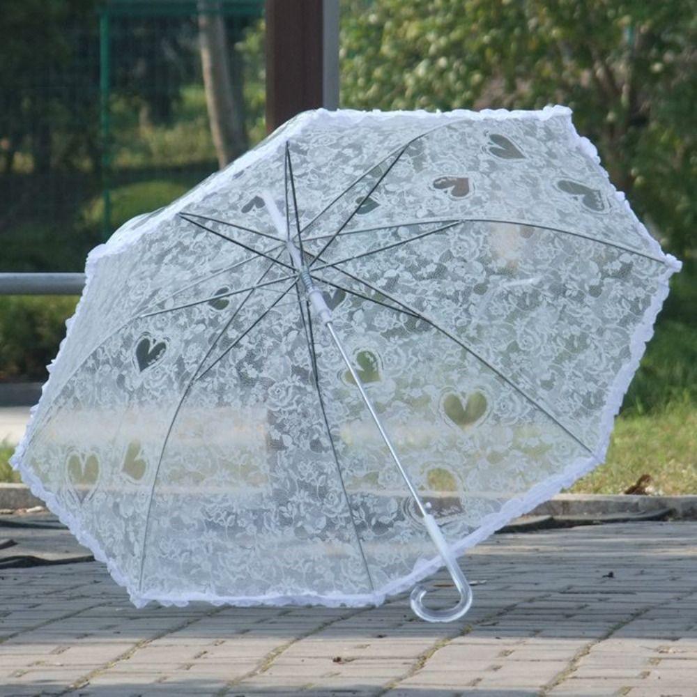Transparent Love Flower Girl Umbrella Large Bride Umbrella Kids Sun Umbrella  for Photo Prop