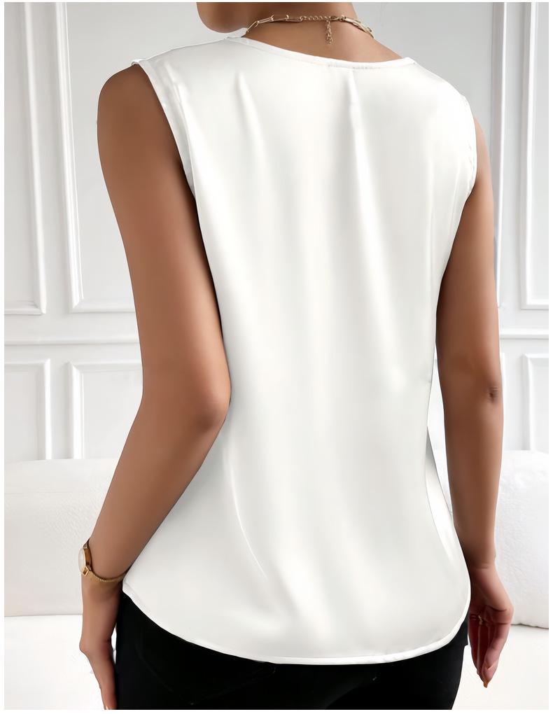 Versatile Faux Silk High-Elastic Solid Color Women's Tank Top