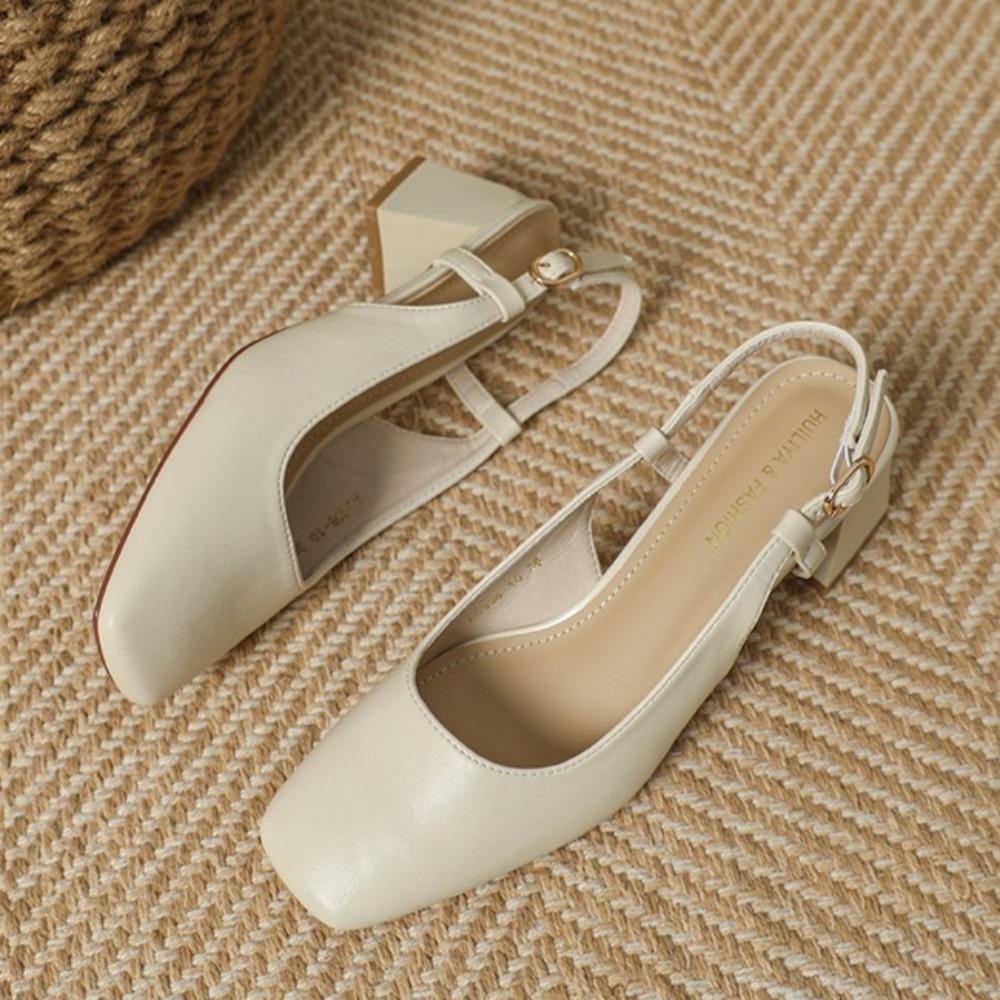 High Heeled Sandals Square Head Bag Head Half Slippers Women Wear New Mary Jane Shoes Rear Empty Sandals Women's Summer