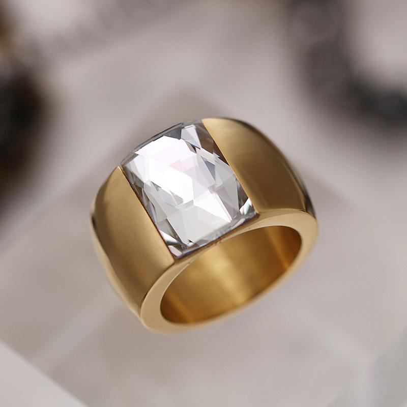 2026 Jewelry, Multi-color Personalized Ring, Simple Fashion Atmosphere Women's Glass Gold Ring