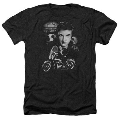 ELVIS PRESLEY THE KING RIDES Licensed Adult Men's Heather Band Tee Shirt SM-3XL Unisex T-Shirt