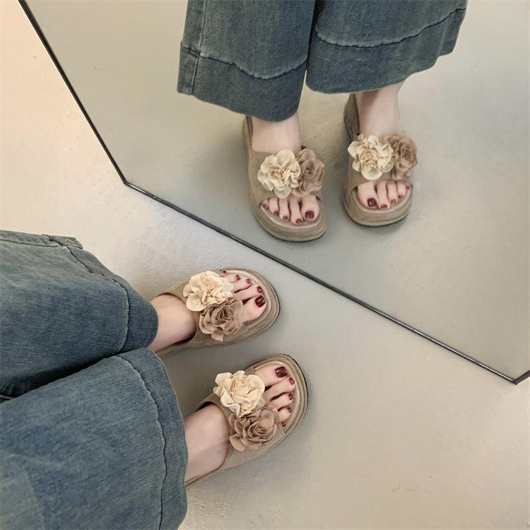 Slope Heel Cool Slippers Women's Summer Outer Wear 2025 New Thick Bottom Height Increase Small Man with Skirt Seaside Vacation One-word