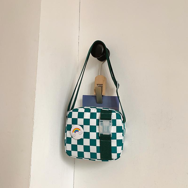 Stylish Children's Checkerboard Canvas Bag Ideal For Boys' Casual Outings And Everyday Use