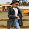 TIFICY Women's Fashion Denim Autumn and Winter Long Sleeve POLO Neck Casual Lapel Top Jacket