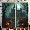 Halloween Fantasy Castle Money Tree Pumpkin Lantern Printed Curtains Home Decoration Room Curtain Set Of 2 Made Polyester Washable