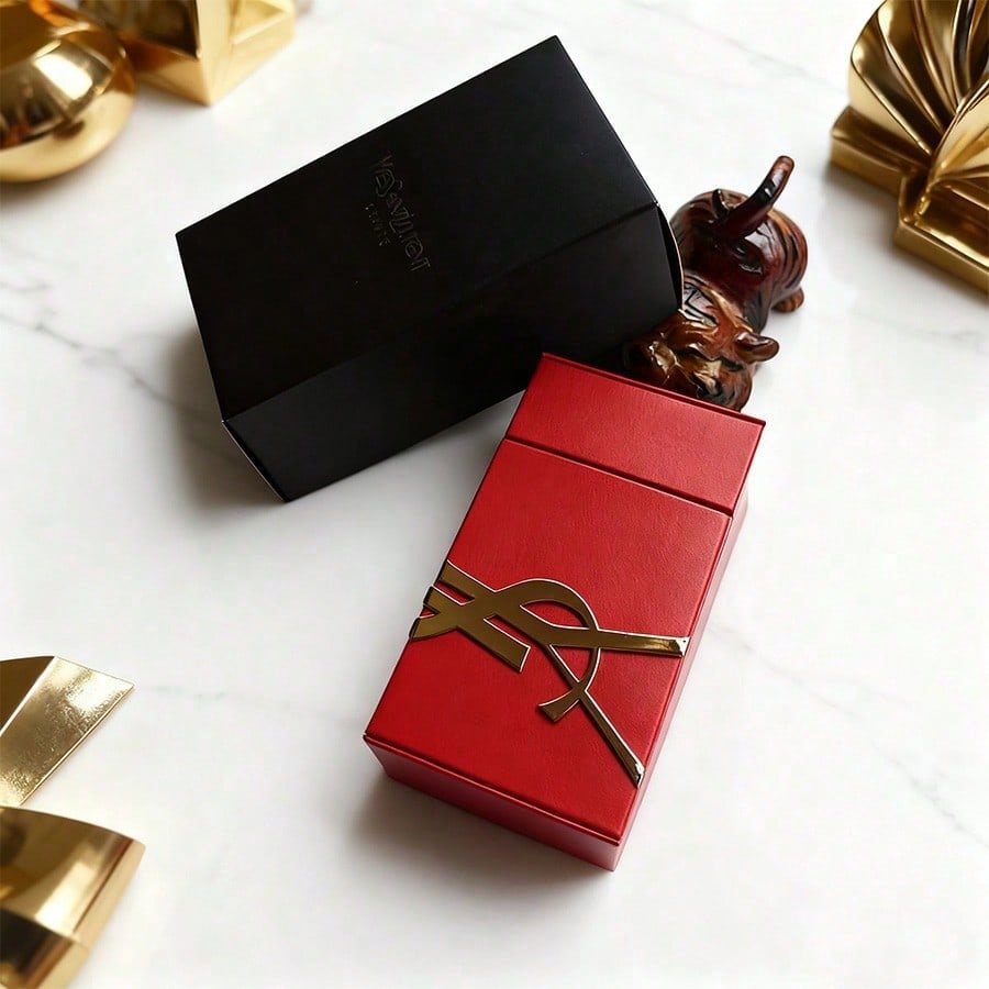 YSL Косметичка Шкатулка для помады Шкатулка для духов Ящик для хранения Компактный дорожный Красный красный