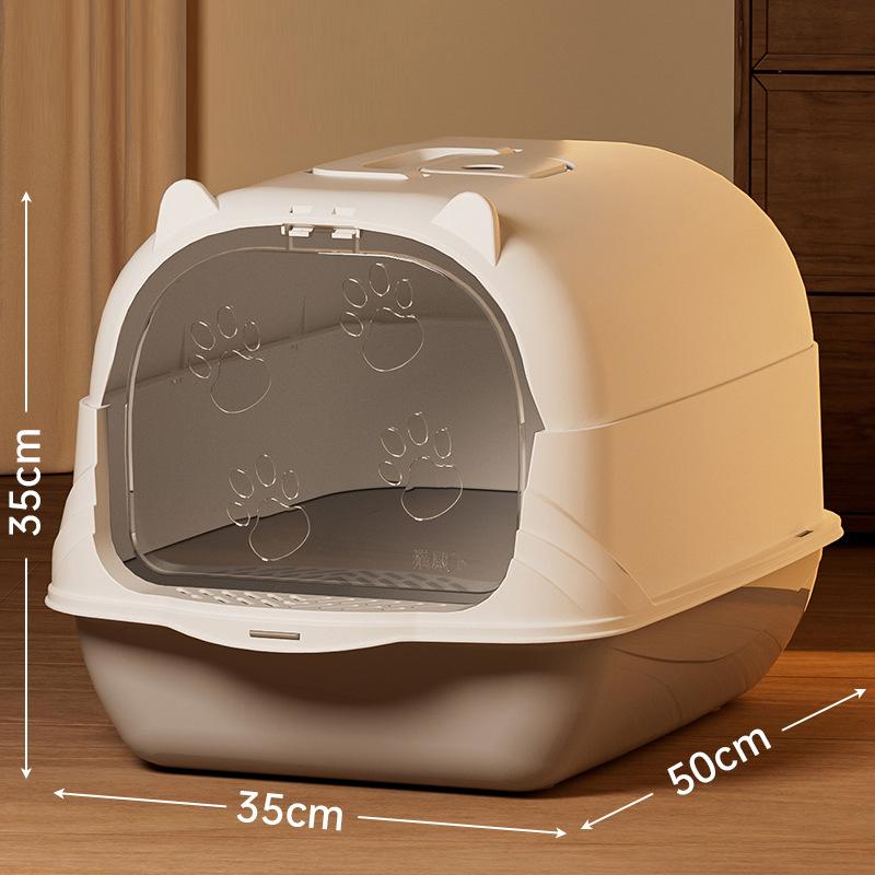Large Pp Cat Litter Box Fully Enclosed Odor Control Cat Toilet Easy-To-Clean Litter Pan Anti-Tracking Pet Supplies