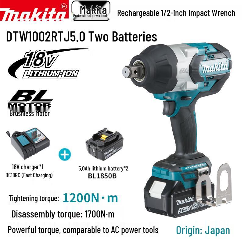 Makita 18V Cordless Brushless Impact Wrench DTW1002 Series CN plug (adapter included)
