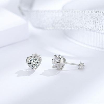 925 Sterling Silver Love Stud Earrings Sweet Super Flash Diamond Exquisite Earrings Ins Retro Small Fashionable Women'S Earrings