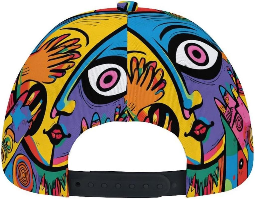 Żywe Abstrakcyjne Surrealistyczne Sztuka Odważna Kolorowa Twarz Odbicie Dłoni Kapelusze Czapki dla Mężczyzn Kobiet Miękkie Snapback Czapka Taty Letnie Kapelusze Wędkarskie