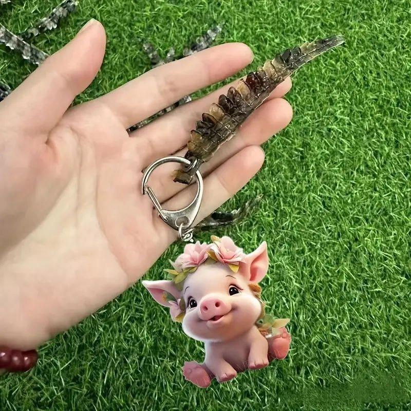 Charming Acrylic Pig Pendant For Car Decoration Adorable Cartoon Design Ideal For Vehicle Accessories