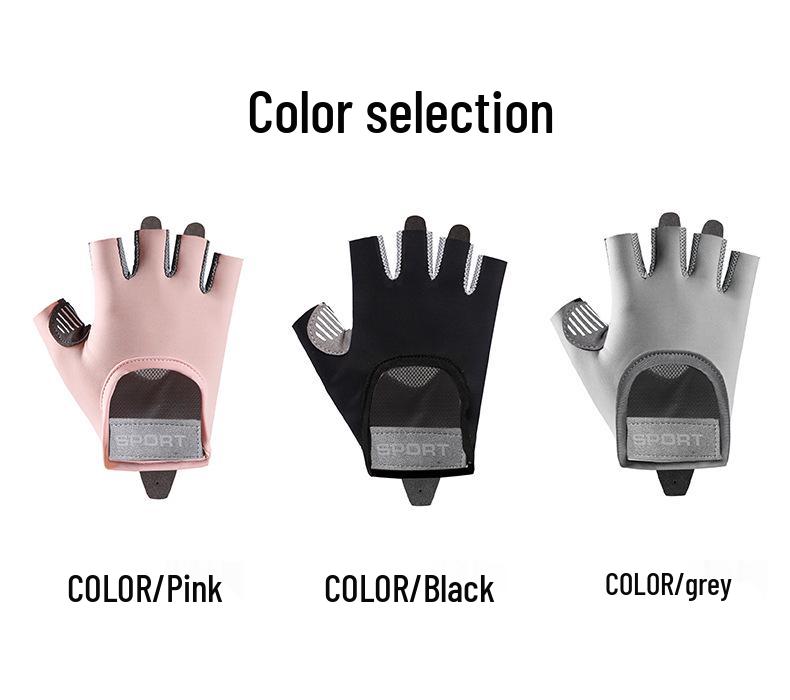 Women's Half Finger Anti-Slip Fitness Gloves for Training, Cycling, Yoga, and Jump Rope - Breathable and Anti-Callus Design.