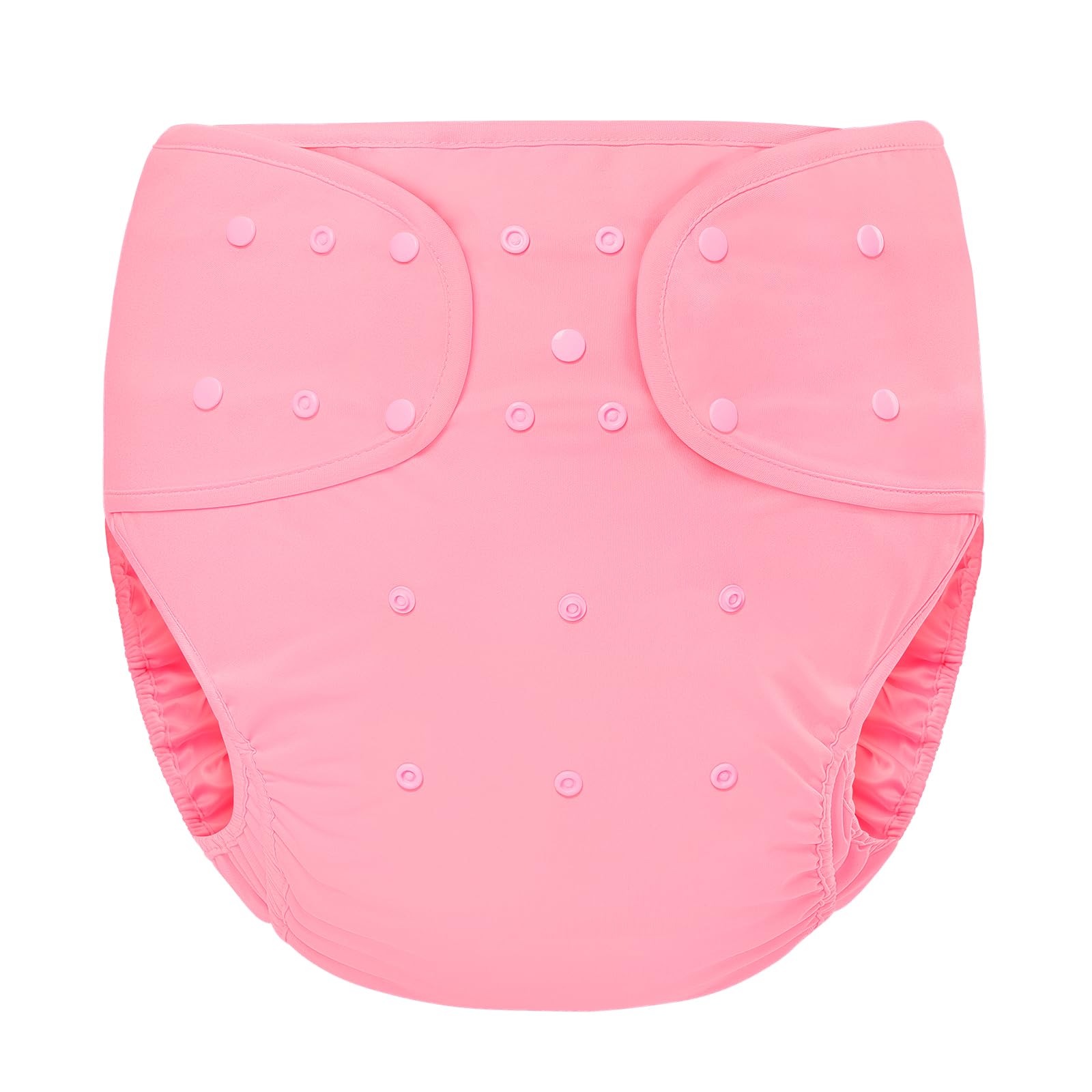 

LittleForBig Adult Diaper Cover [Comfortable Diaper Cover] Adjustable Waist and Length, Solid Color with Snaps, Leak-Proof, Breathable, Washable, Pink