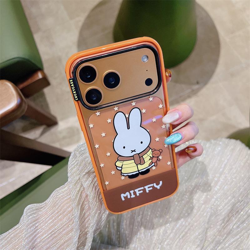 Cute Cartoon Rabbit Orange Border iPhone 14/13/17/16/15 Pro Max Anti-fall Phone Case