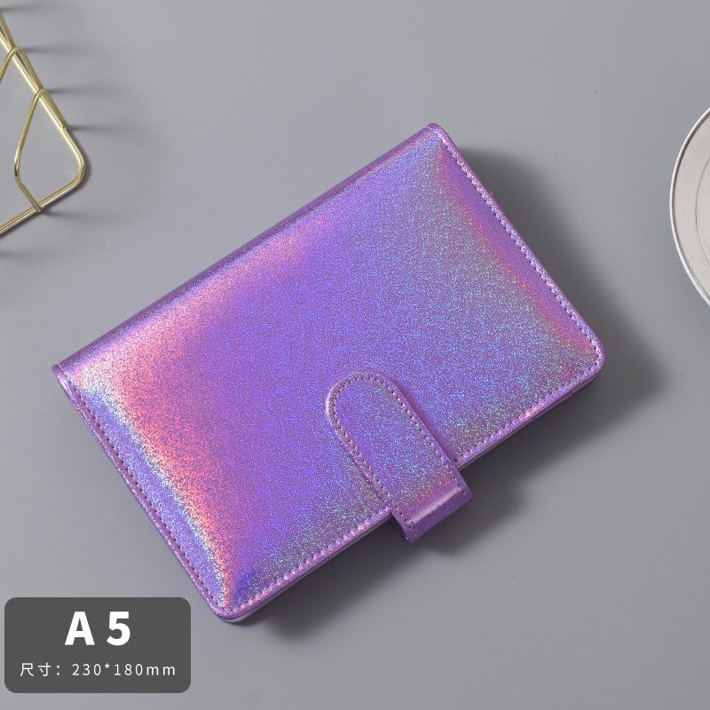 A6/A5 Macaroon Glitter Color PU Leather DIY Binder Only Cover Diary Agenda Planner Paper Cover School Stationery