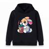 Kids Boys Girls Cute Bunny Bubble Tea Print Hoodie Soft Casual Long Sleeve Pullover Sweatshirt For Children Casual Daily Wear Cute Animal Themed Top